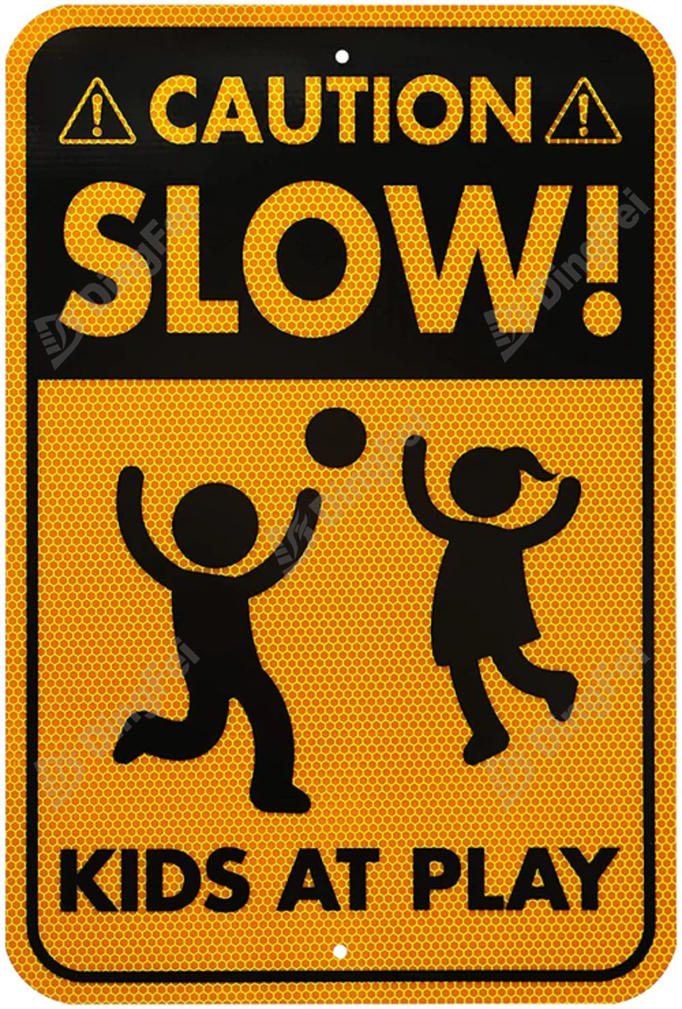 Slow Down Kids At Play Reflective Aluminum Street Warning Sign - 